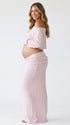 Blush Pink Cozy Maternity Photoshoot Set, Bump-Baring Knit Two-Piece Outfit for Baby Shower, Maternity Photoshoot, Gender Reveal, Pregnancy Announcement, Wedding Guest, Bridal Shower, Formal Events | Bumplook