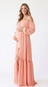 Pink Pregnancy Announcement Dress, Flowy Maternity Maxi Dress for Baby Shower, Maternity Photoshoot, Gender Reveal, Bridal Shower, Family Photos | Bumplook
