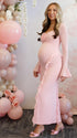 Elegant pink Maternity Maxi Dress – Photoshoot & Baby Shower Outfit