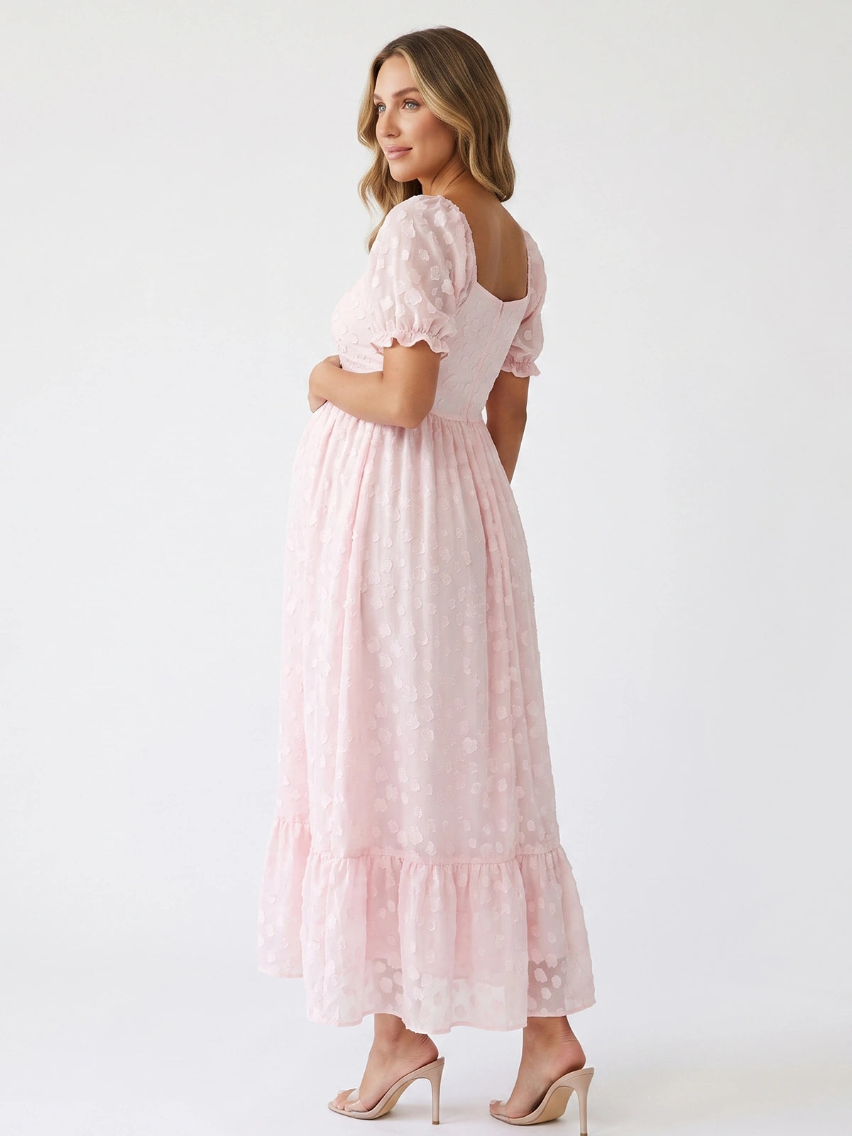Blush Pink Plus Size Baby Shower Maxi Dress | Bumplook