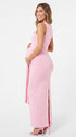 Pink Square Neck Maternity Dress with Draped Ruched Detail | Bumplook