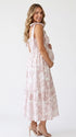 Pink Smocked Pregnancy Dress with Tiered Maxi Skirt | Bumplook