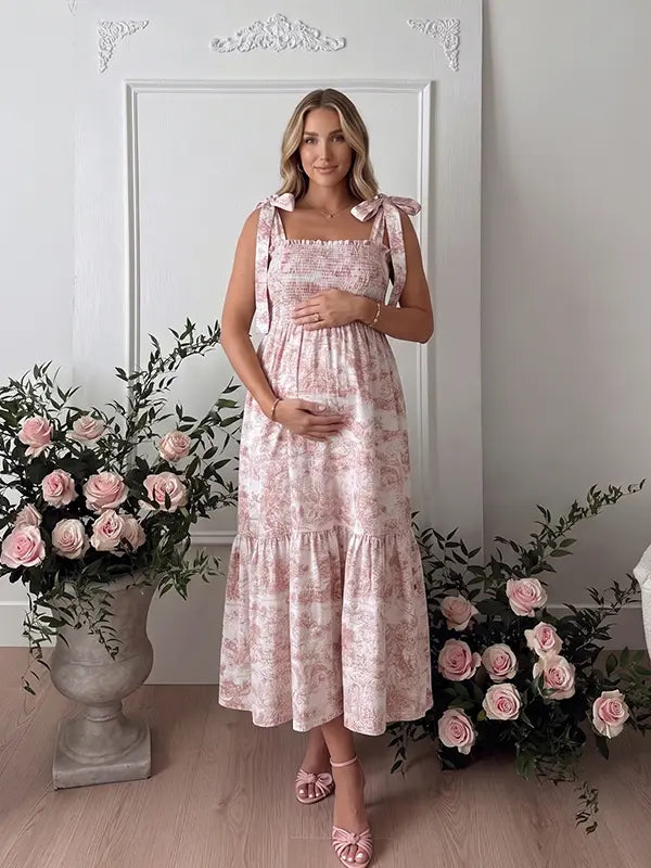 Pink Maternity Sundress for Summer Baby Shower | Bumplook