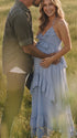 Powder Blue Maternity Dress for Baby Shower | Bumplook