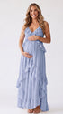 Powder Blue Ruffle Maternity Maxi Dress | Bumplook