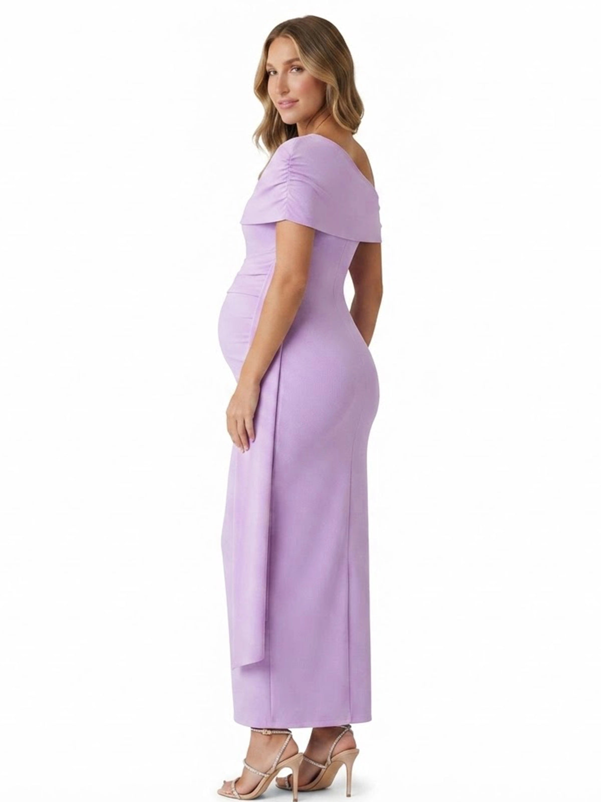 Lavender Draped Maternity Dress for Baby Shower and Special Events | Bumplook