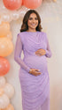 Purple Maternity Dress, Long Sleeve Maternity Dress for Baby Shower, Maternity Photoshoot, Gender Reveal, Pregnancy Announcement, Wedding Guest, Bridal Shower, Formal Events | Bumplook