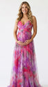 red floral mesh maternity maxi dress backless pregnancy photoshoot gown