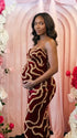 Red Sequin Rose Maternity Maxi Dress for Baby Shower and Maternity Photoshoot