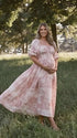 Romantic Pink Maternity Dress for Outdoor Pregnancy Photoshoot | Bumplook
