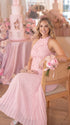Blush Pink Pleated Pregnancy Maxi Dress for Special Occasions | Bumplook