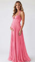 Rose Pink Lace Maternity Dress, Corset Pregnancy Dress for Baby Shower, Maternity Photoshoot, Gender Reveal, Pregnancy Announcement, Wedding Guest, Bridal Shower, Formal Events | Bumplook