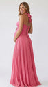 Rose Pink Maternity Maxi Dress, Lace-Up Back Pregnancy Dress for Baby Shower, Maternity Photoshoot, Gender Reveal, Pregnancy Announcement, Wedding Guest, Bridal Shower, Formal Events | Bumplook