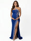 Royal Blue Sequin One Shoulder Maternity Maxi Dress – Luxury Pregnancy Gown with Rhinestones & High Slit