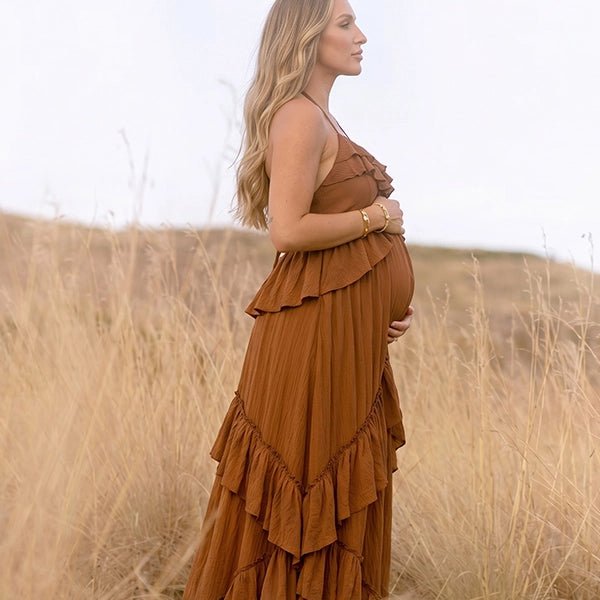 Boho Fall Maternity Dress for Pregnancy Photoshoot | Bumplook