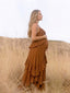 Rust Boho Ruffle Maternity Maxi Dress