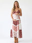 Rust Floral Boho Patchwork Maternity Maxi Dress