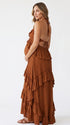 Rust Boho Ruffle Maternity Maxi Dress | Bumplook