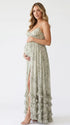 Sage Green Boho Maternity Dress, Garden Baby Shower Maternity Maxi Dress for Baby Shower, Maternity Photoshoot, Gender Reveal, Pregnancy Announcement, Wedding Guest, Bridal Shower, Formal Events | Bumplook