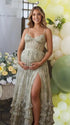 Sage Green Boho Maternity Dress, Garden Baby Shower Maternity Maxi Dress for Baby Shower, Maternity Photoshoot, Gender Reveal, Pregnancy Announcement, Wedding Guest, Bridal Shower, Formal Events | Bumplook