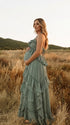 Sage Green Boho Maternity Dress for Outdoor Pregnancy Photoshoot | Bumplook
