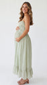 Sage Green Boho Pregnancy Dress for Golden Hour Maternity Photos | Bumplook