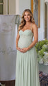 Sage Green Maternity Maxi Dress, Lace-Up Back Pregnancy Dress for Baby Shower, Maternity Photoshoot, Gender Reveal, Pregnancy Announcement, Wedding Guest, Bridal Shower, Formal Events | Bumplook