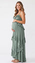 Sage Green Maternity Dress for Outdoor Maternity Photoshoot | Bumplook