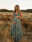 Sage Green Ruffle Maternity Maxi Dress