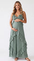 Sage Green Ruffle Maternity Maxi Dress | Bumplook