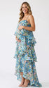 Sage Green Wildflower Tiered Ruffle Adjustable Strap Maternity Maxi Dress for Baby Shower, Garden Party, Maternity Photoshoot, Pregnancy Announcement and Spring Wedding | Bumplook