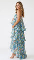Sage Green Wildflower Tiered Ruffle Adjustable Strap Maternity Maxi Dress for Baby Shower, Garden Party, Maternity Photoshoot, Pregnancy Announcement and Spring Wedding | Bumplook