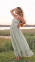 Sage Green Bump Friendly Maxi Dress with Ruffle Hem | Bumplook