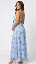 Fairy-inspired sky blue maternity photoshoot dress with butterfly details
