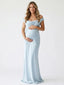 Sky Blue Cowl Neck Maternity Gown – Elegant Pregnancy Dress with Open Back Detail