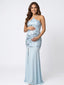 Sky Blue Sequin Halter Mermaid Maternity Maxi Dress
