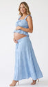 Sky Blue Smocked Square Neck Maternity Maxi Dress with Ruffle Straps for Baby Shower, Maternity Photoshoot, Pregnancy Announcement, Gender Reveal, Babymoon and Summer Garden Party | Bumplook