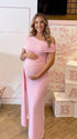 Pink Ruched Maternity Maxi Dress for Baby Shower and Maternity Photos | Bumplook