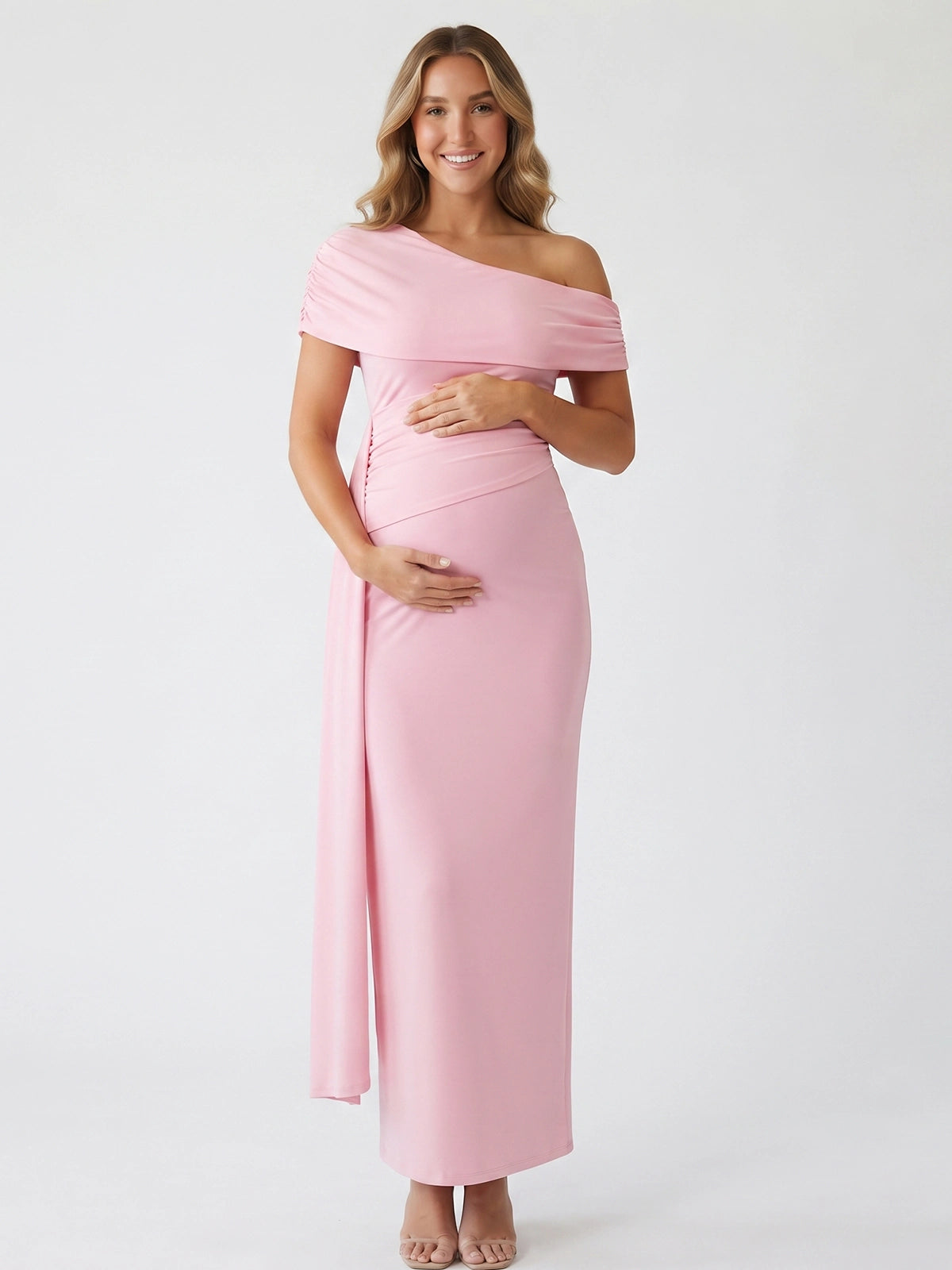 Elegant Pink Pregnancy Occasion Dress for Bridal Shower and Special Events | Bumplook