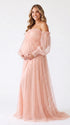 Pink Maternity Photoshoot Gown for Outdoor Pregnancy Portraits, Baby Shower and Pregnancy Announcement | Bumplook