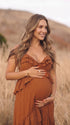 Terracotta Maternity Maxi Dress for Outdoor Pregnancy Photos | Bumplook