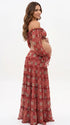 Two Piece Maternity Dress, Off Shoulder Crop Top and Tiered Maxi Skirt for Boho Maternity Photoshoot, Babymoon, Vacation, Baby Shower | Bumplook