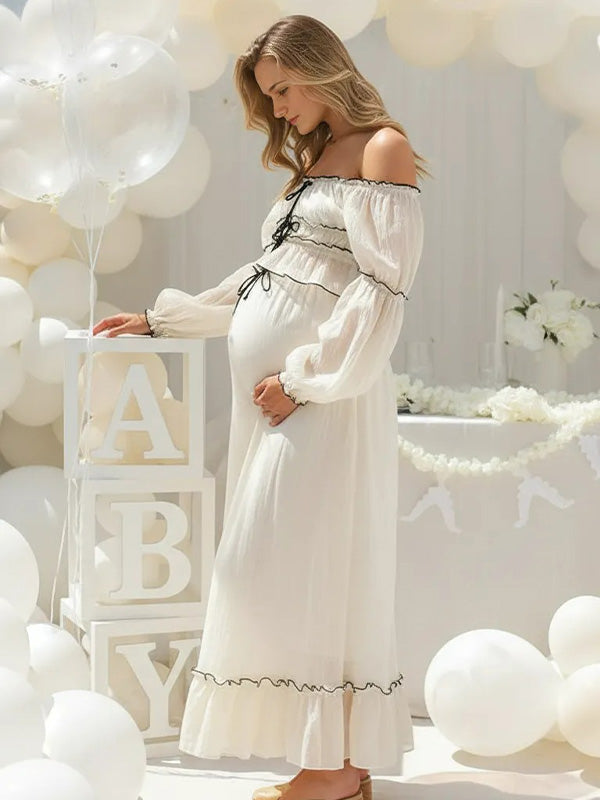 White Elegant Pregnancy Dress – Perfect for Baby Shower