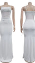 White Rhinestone Maternity Maxi Dress with Sheer Mesh for Baby Shower and Maternity Photoshoot