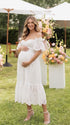 White Eyelet Maternity Dress, Maternity Photoshoot Dress for Baby Shower, Pregnancy Announcement, Bridal Shower and Formal Events | Bumplook