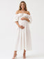 White Off Shoulder Boho Maternity Dress
