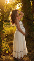 White Boho Pregnancy Dress with Ruffle Hem | Bumplook