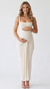 White Fitted Maternity Dress with Back Slit | Bumplook
