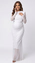 White Baby Shower Dress, Elegant Maternity Dress for Maternity Photoshoot, Gender Reveal, Pregnancy Announcement, Wedding Guest, Bridal Shower, Formal Events | Bumplook