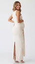 White Square Neck Maternity Dress with Side Ruching | Bumplook